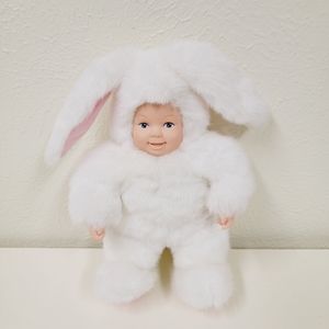 Vintage Anne Geddes Baby Blue Eyes  Bunny Rabbit Doll Plush Soft Body Toy  9"